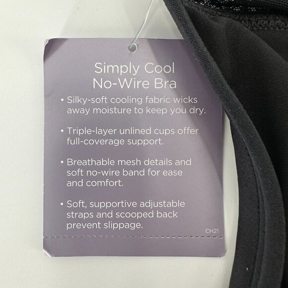 Catherines Black Simply Cool No Wire Supportive Adjustable Wide Strap 44DDD Bra - Picture 6 of 9